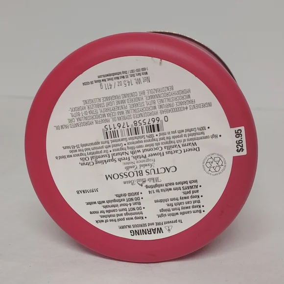 NEW Bath & Body Works Cactus Blossom Large 3 Wick Pink Candle - Picture 5 of 7